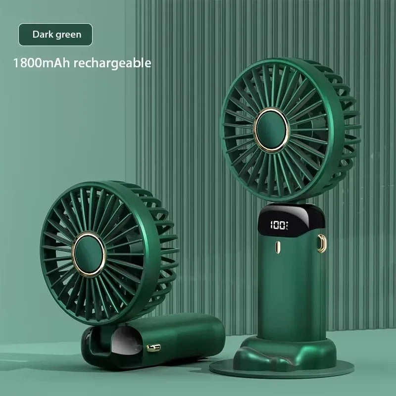 Ventilateur Portable Intelligent LED 3-en-1 – Rechargeable & Support Téléphone Intégré