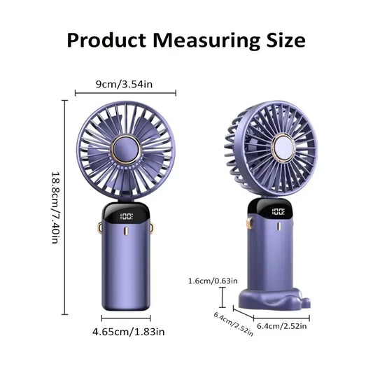Ventilateur Portable Intelligent LED 3-en-1 – Rechargeable & Support Téléphone Intégré