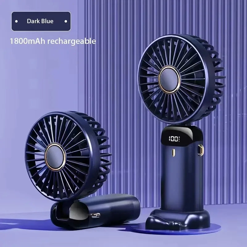 Ventilateur Portable Intelligent LED 3-en-1 – Rechargeable & Support Téléphone Intégré