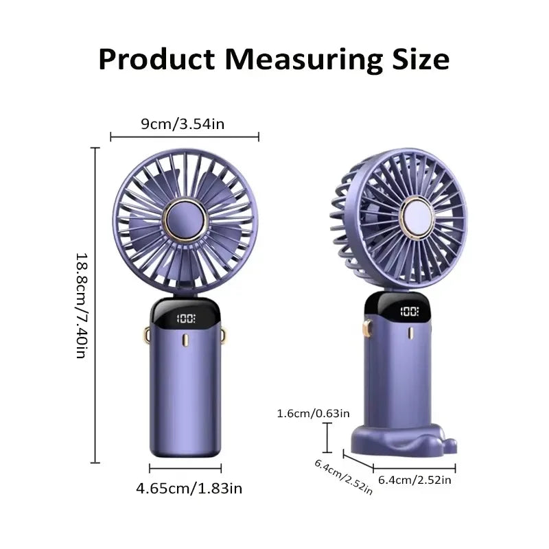 Ventilateur Portable Intelligent LED 3-en-1 – Rechargeable & Support Téléphone Intégré