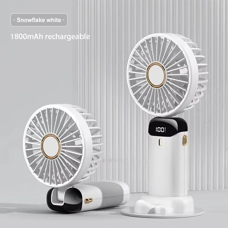 Ventilateur Portable Intelligent LED 3-en-1 – Rechargeable & Support Téléphone Intégré